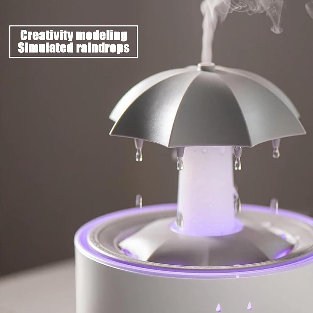 Rotating Umbrella Rain Humidifier – Raindrop Aroma Essential Oil Diffuser with Remote Control, Night Light & Water Drop Sound for Home