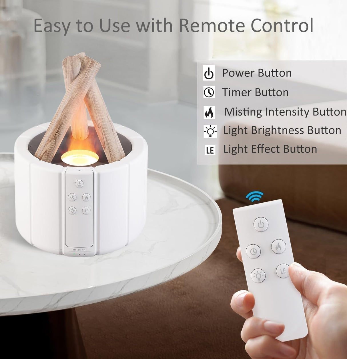 3D Flame Aroma Diffuser – Ultrasonic Cool Mist Humidifier & Essential Oil LED Lamp