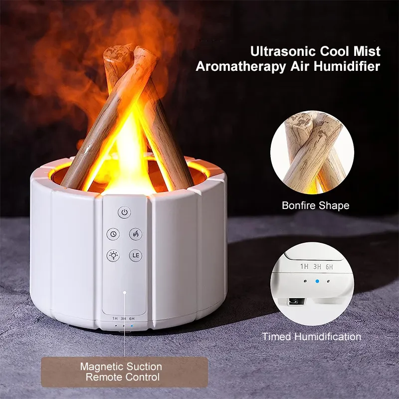 3D Flame Aroma Diffuser – Ultrasonic Cool Mist Humidifier & Essential Oil LED Lamp