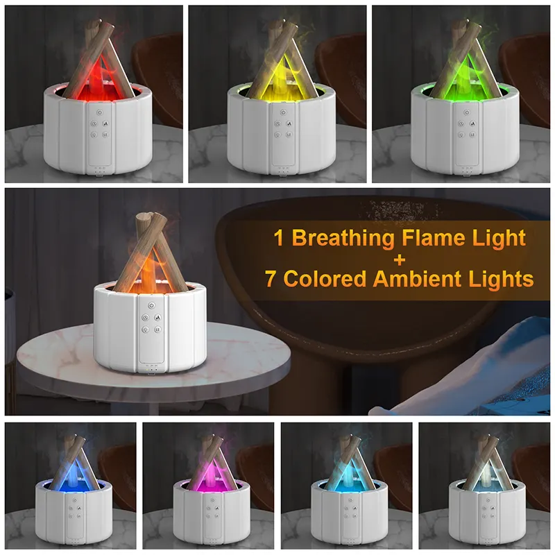 3D Flame Aroma Diffuser – Ultrasonic Cool Mist Humidifier & Essential Oil LED Lamp