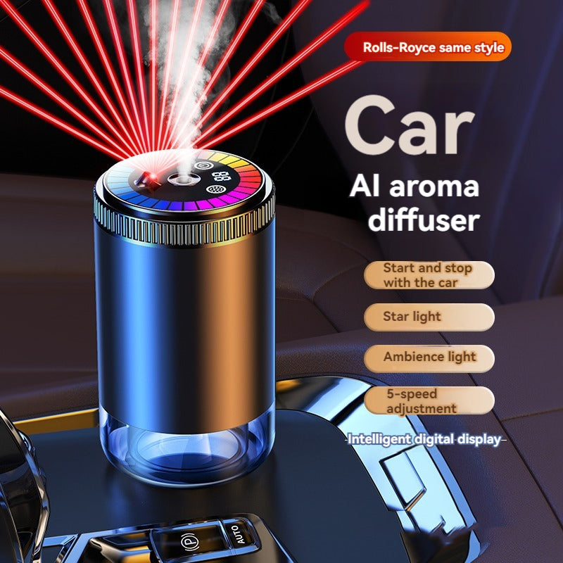 Smart Car Aroma Diffuser – Rechargeable, 5-Level Scent Control-Starry Light Design