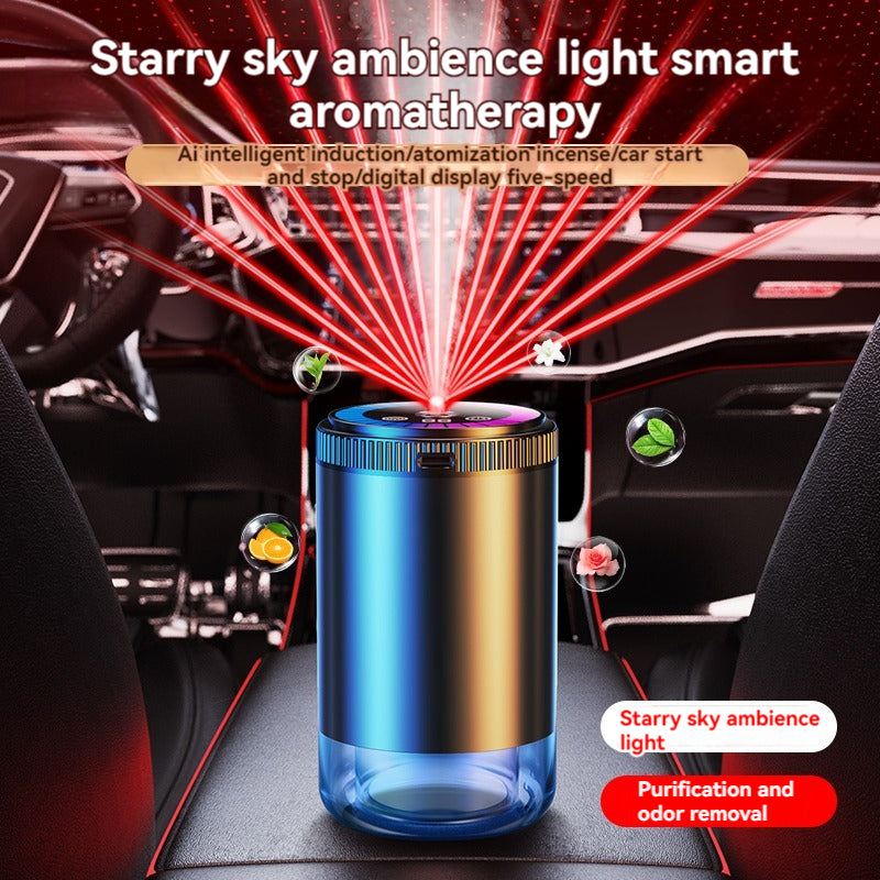 Smart Car Aroma Diffuser – Rechargeable, 5-Level Scent Control-Starry Light Design