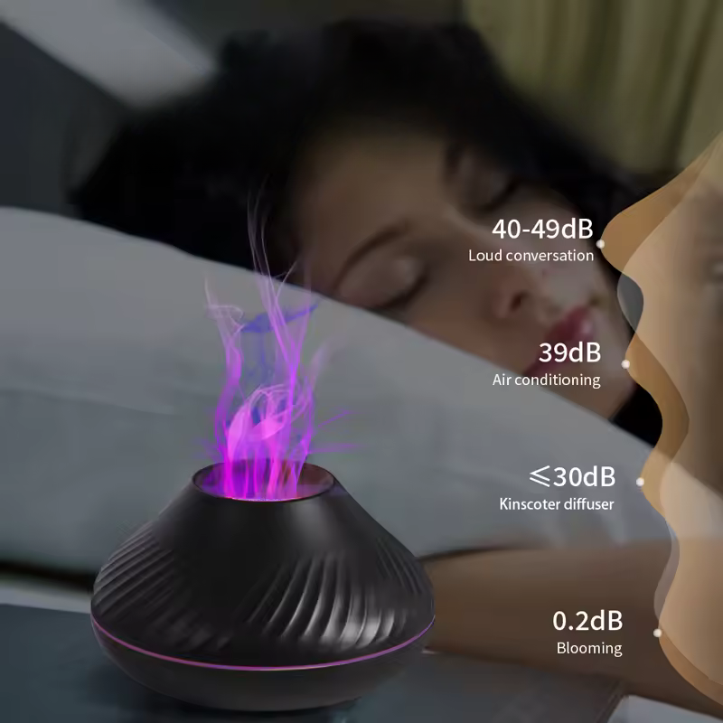 Volcano Flame Diffuser – 130ml Aromatherapy Essential Oil Diffuser with Realistic Firelight Effect