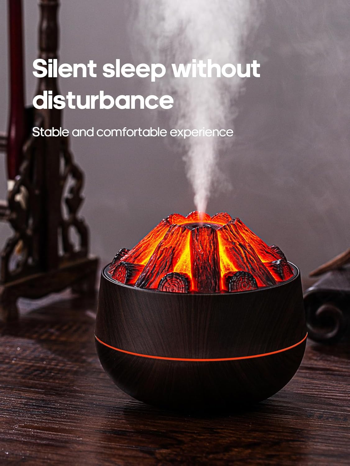 Charcoal Fire Air Humidifier & Aroma Diffuser – Mini Mist Sprayer with Night Light for Home