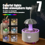 Rotating Umbrella Rain Humidifier – Raindrop Aroma Essential Oil Diffuser with Remote Control, Night Light & Water Drop Sound for Home