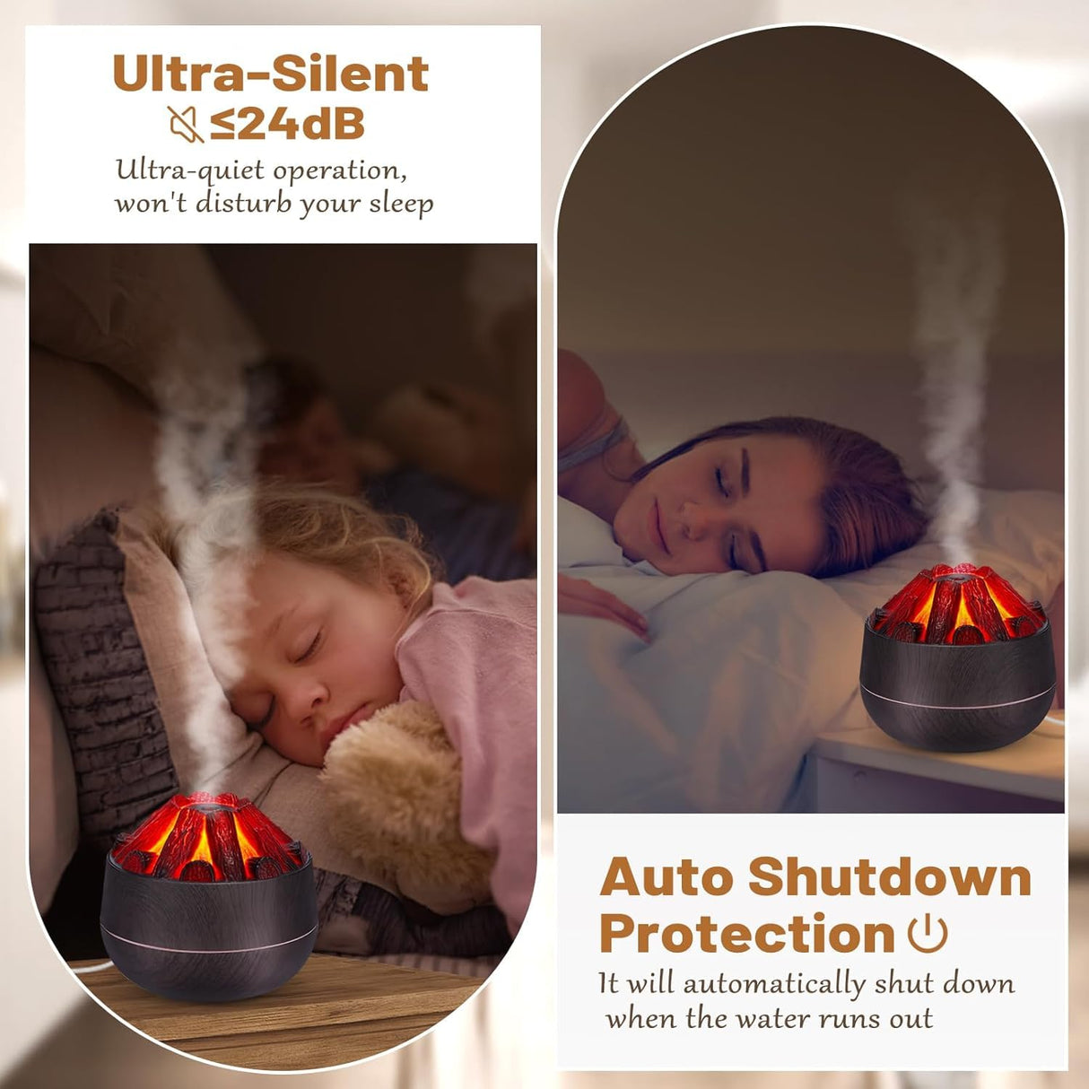 Charcoal Fire Air Humidifier & Aroma Diffuser – Mini Mist Sprayer with Night Light for Home