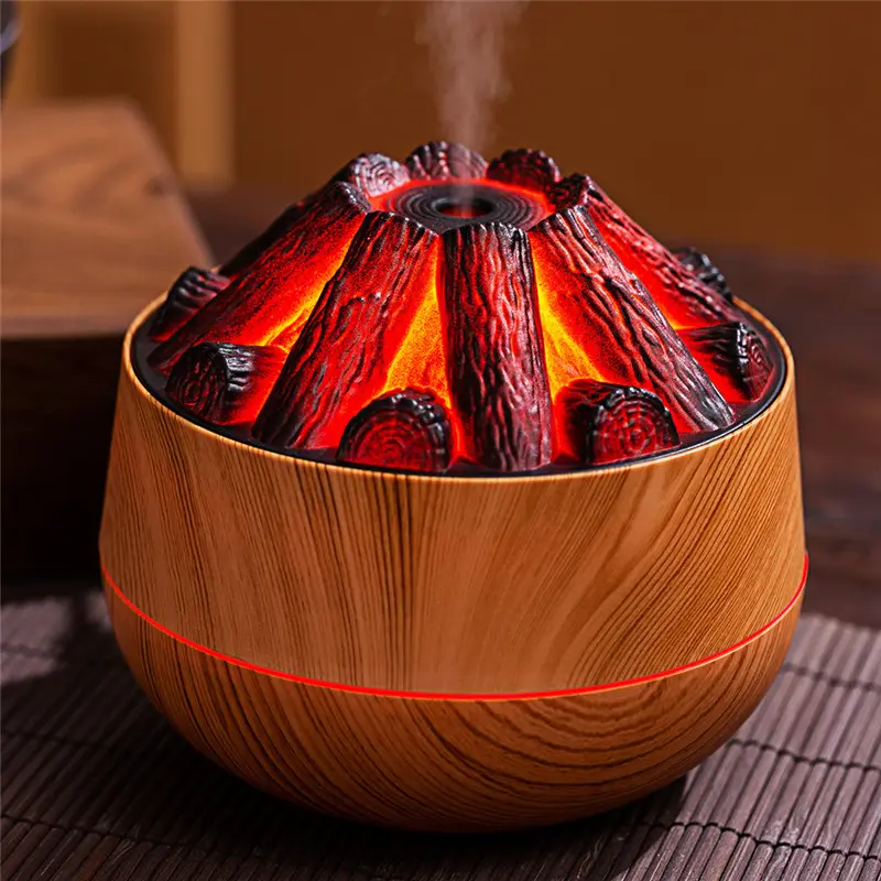 Charcoal Fire Air Humidifier & Aroma Diffuser – Mini Mist Sprayer with Night Light for Home