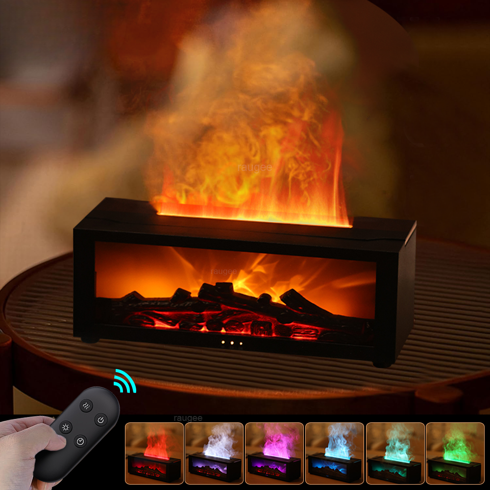 Fireplace Flame Aroma Diffuser – 7-Color Ultrasonic Essential Oil Humidifier
