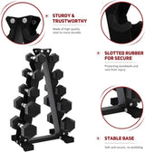 Rubber Coated Hex Dumbbell Set with Storage Rack High Quality Hand Weights