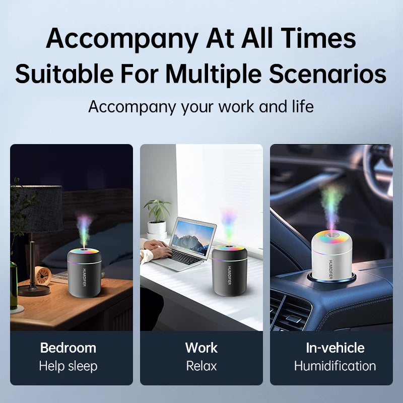 180ML USB Mini Air Humidifier & Aroma Diffuser for Home & Car