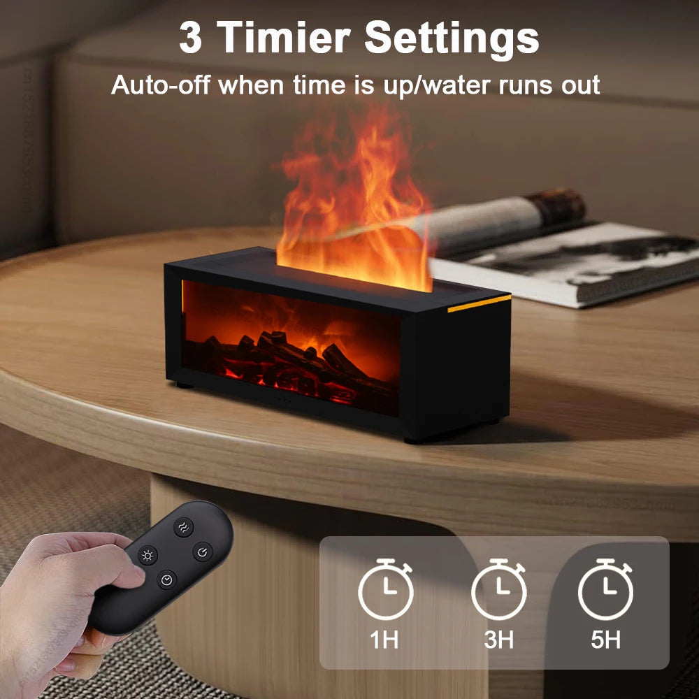 Fireplace Flame Aroma Diffuser – 7-Color Ultrasonic Essential Oil Humidifier
