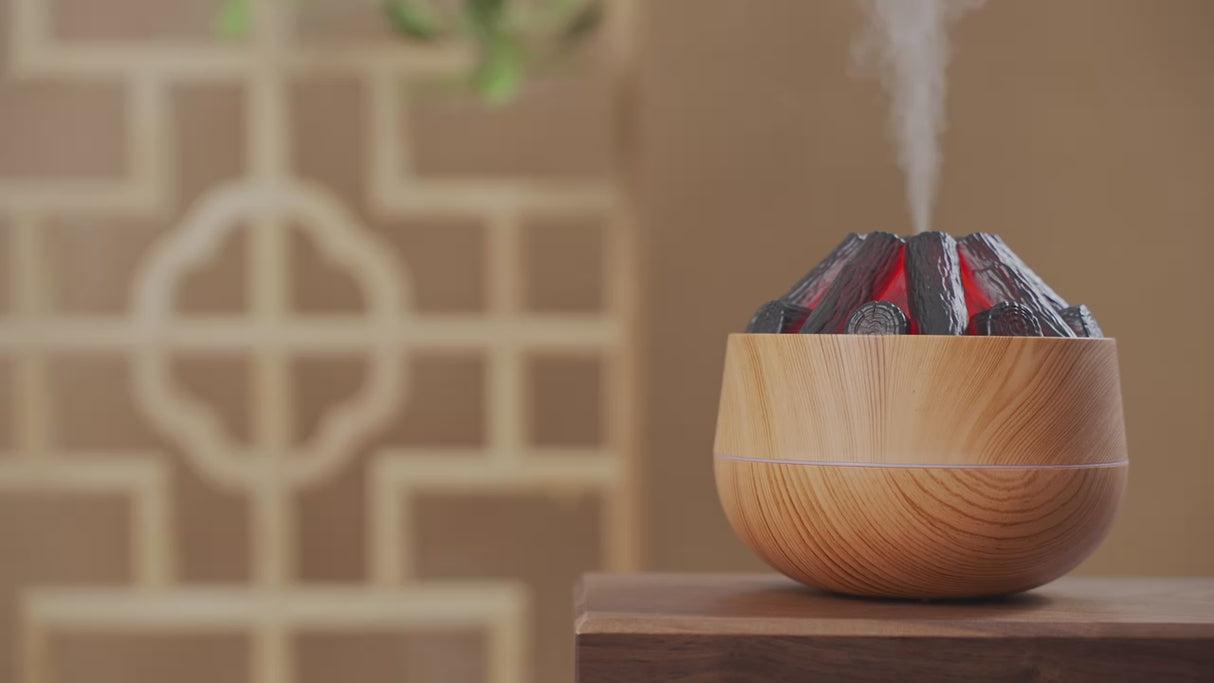 Charcoal Fire Air Humidifier & Aroma Diffuser – Mini Mist Sprayer with Night Light for Home